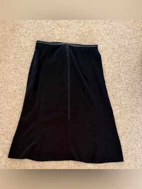 Black A-Line Skirt with Contrast Topstitching